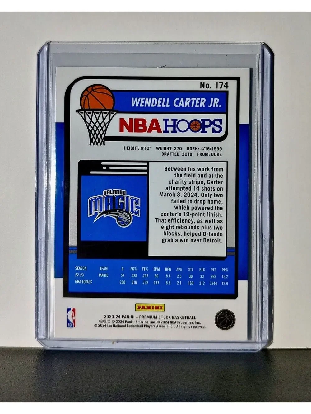 Wendell Carter Jr. 2023-24 Panini Premium Stock NBA Hoops #174 Card Magic